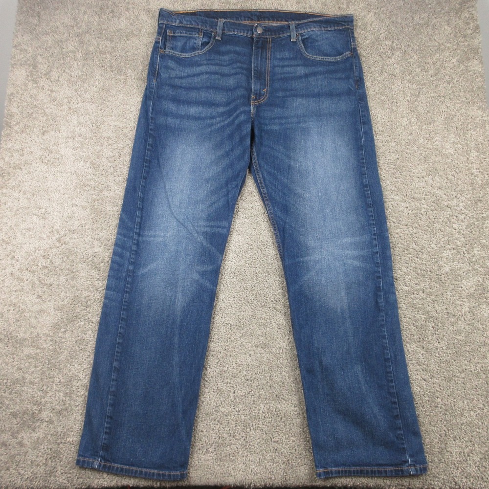 Levis Jeans Mens 38x34 Blue 569 Loose Straight Baggy Faded Whisker Denim Pants